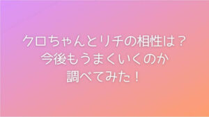 クロちゃんとリチの相性は？今後もうまくいくのか調べてみた！